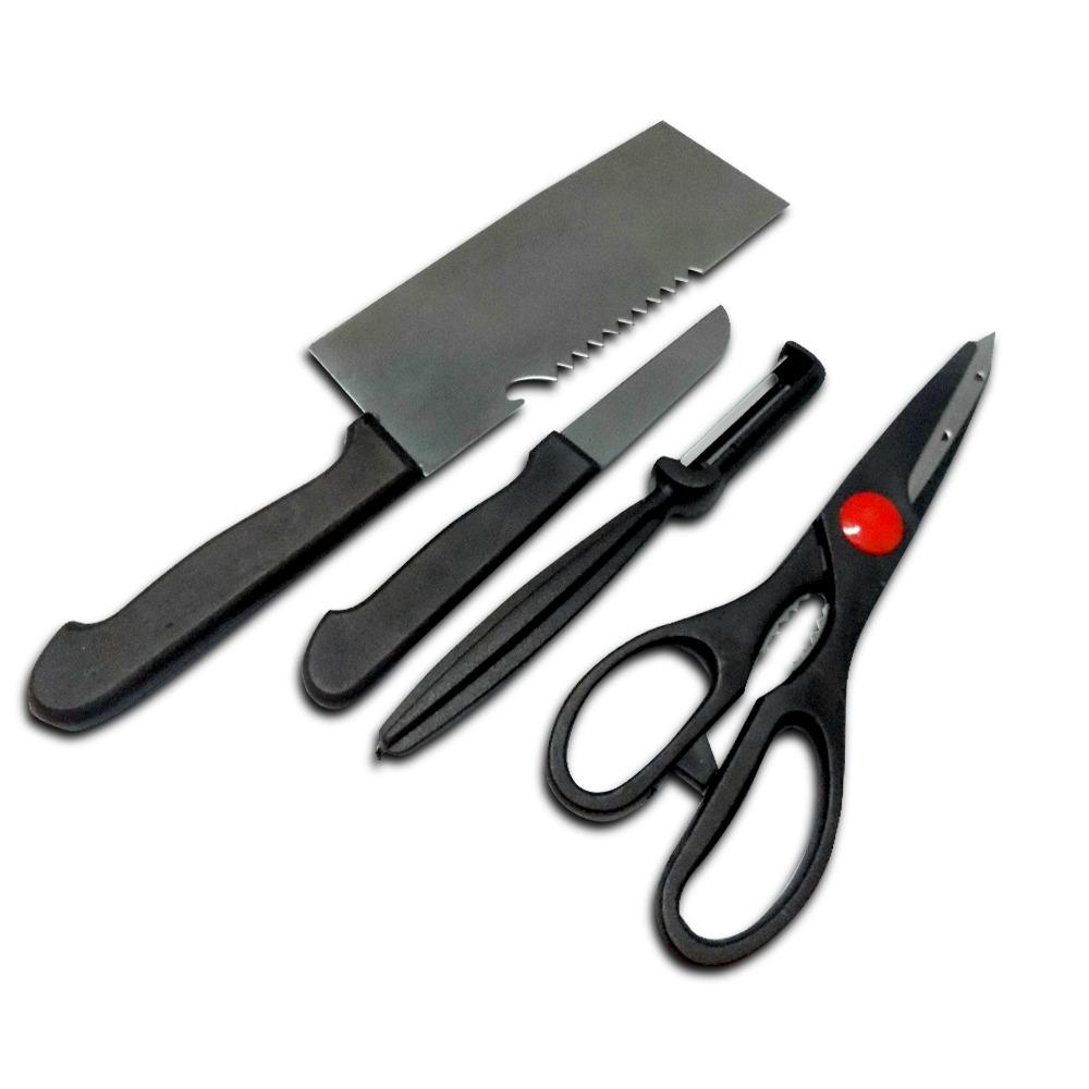 2240 Stainless Steel Kitchen Tool Set (Butcher Knife, Standard Knife, Peeler and Kitchen Scissor) - 4 Pcs - SkyShopy 2240 Stainless Steel Kitchen Tool Set (Butcher Knife, Standard Knife, Peeler and Kitchen Scissor) - 4 Pcs - SkyShopy